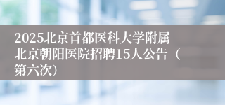 2025北京首都医科大学附属北京朝阳医院招聘15人公告（第六次）