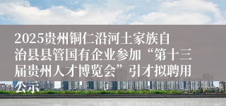 2025贵州铜仁沿河土家族自治县县管国有企业参加“第十三届贵州人才博览会”引才拟聘用公示