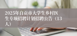 2025年自贡市大学生乡村医生专项招聘计划招聘公告（13人）