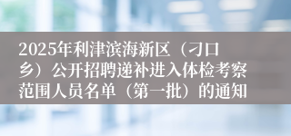 2025年利津滨海新区（刁口乡）公开招聘递补进入体检考察范围人员名单（第一批）的通知