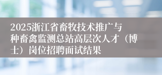 2025浙江省畜牧技术推广与种畜禽监测总站高层次人才（博士）岗位招聘面试结果