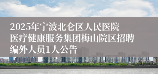 2025年宁波北仑区人民医院医疗健康服务集团梅山院区招聘编外人员1人公告
