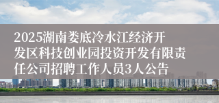 2025湖南娄底冷水江经济开发区科技创业园投资开发有限责任公司招聘工作人员3人公告
