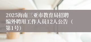 2025海南三亚市教育局招聘编外聘用工作人员12人公告（第1号）