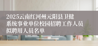 2025云南红河州元阳县卫健系统事业单位校园招聘工作人员拟聘用人员名单