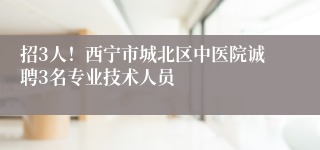 招3人！西宁市城北区中医院诚聘3名专业技术人员
