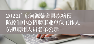 2022广东河源紫金县疾病预防控制中心招聘事业单位工作人员拟聘用人员名单公示