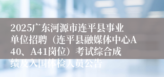 2025广东河源市连平县事业单位招聘（连平县融媒体中心A40、A41岗位）考试综合成绩及入围体检人员公告