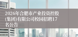 2026年合肥市产业投资控股(集团)有限公司校园招聘17名公告