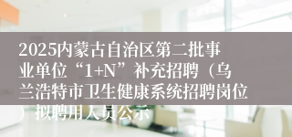 2025内蒙古自治区第二批事业单位“1+N”补充招聘（乌兰浩特市卫生健康系统招聘岗位）拟聘用人员公示