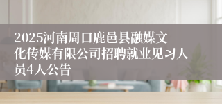 2025河南周口鹿邑县融媒文化传媒有限公司招聘就业见习人员4人公告