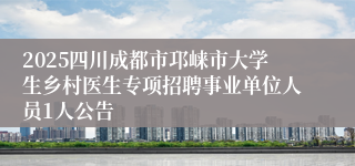 2025四川成都市邛崃市大学生乡村医生专项招聘事业单位人员1人公告