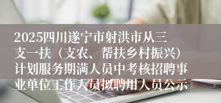 2025四川遂宁市射洪市从三支一扶（支农、帮扶乡村振兴）计划服务期满人员中考核招聘事业单位工作人员拟聘用人员公示
