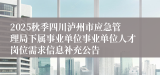 2025秋季四川泸州市应急管理局下属事业单位事业单位人才岗位需求信息补充公告