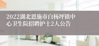 2022湖北恩施市白杨坪镇中心卫生院招聘护士2人公告