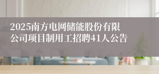 2025南方电网储能股份有限公司项目制用工招聘41人公告