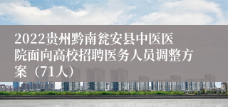 2022贵州黔南瓮安县中医医院面向高校招聘医务人员调整方案（71人）