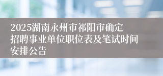 2025湖南永州市祁阳市确定招聘事业单位职位表及笔试时间安排公告