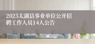 2025太湖县事业单位公开招聘工作人员14人公告