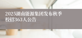 2025湖南能源集团发布秋季校招363人公告