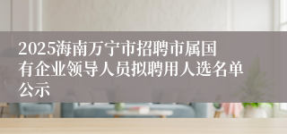 2025海南万宁市招聘市属国有企业领导人员拟聘用人选名单公示