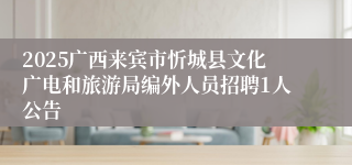 2025广西来宾市忻城县文化广电和旅游局编外人员招聘1人公告
