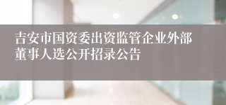 吉安市国资委出资监管企业外部董事人选公开招录公告