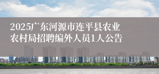 2025广东河源市连平县农业农村局招聘编外人员1人公告