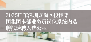 2025广东深圳龙岗区投控集团集团本部业务员岗位系统内选聘拟选聘人选公示