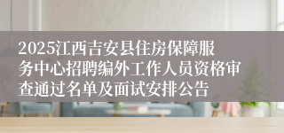 2025江西吉安县住房保障服务中心招聘编外工作人员资格审查通过名单及面试安排公告