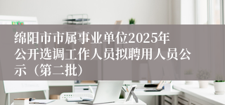 绵阳市市属事业单位2025年公开选调工作人员拟聘用人员公示（第二批）