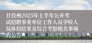甘孜州2025年上半年公开考试招聘事业单位工作人员孕检人员体检结果及综合考察相关事项的公告