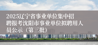 2025辽宁省事业单位集中招聘报考沈阳市事业单位拟聘用人员公示（第三批）