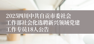 2025四川中共自贡市委社会工作部社会化选聘新兴领域党建工作专员18人公告