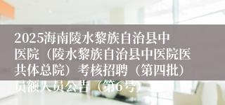 2025海南陵水黎族自治县中医院（陵水黎族自治县中医院医共体总院）考核招聘（第四批）员额人员公告（第6号）