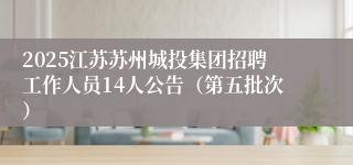 2025江苏苏州城投集团招聘工作人员14人公告（第五批次）