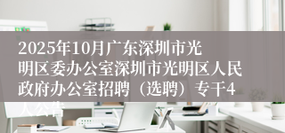 2025年10月广东深圳市光明区委办公室深圳市光明区人民政府办公室招聘（选聘）专干4人公告
