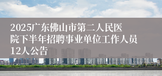 2025广东佛山市第二人民医院下半年招聘事业单位工作人员12人公告
