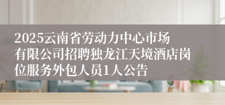 2025云南省劳动力中心市场有限公司招聘独龙江天境酒店岗位服务外包人员1人公告