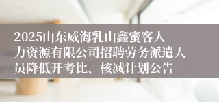 2025山东威海乳山鑫蜜客人力资源有限公司招聘劳务派遣人员降低开考比、核减计划公告
