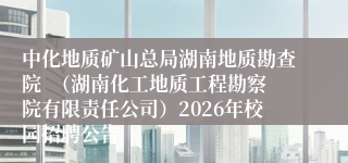 中化地质矿山总局湖南地质勘查院  （湖南化工地质工程勘察院有限责任公司）2026年校园招聘公告