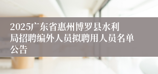 2025广东省惠州博罗县水利局招聘编外人员拟聘用人员名单公告
