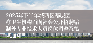 2025年下半年城西区基层医疗卫生机构面向社会公开招聘编制外专业技术人员岗位调整及笔试通知