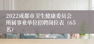 2022成都市卫生健康委员会所属事业单位招聘岗位表（65名）