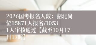 2026国考报名人数:湖北岗位15871人报名/10531人审核通过【截至10月17日17时】