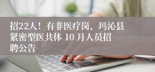 招22人！有非医疗岗、玛沁县紧密型医共体 10 月人员招聘公告