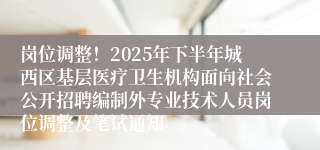 岗位调整!2025年下半年城西区基层医疗卫生机构面向社会公开招聘编制外专业技术人员岗位调整及笔试通知