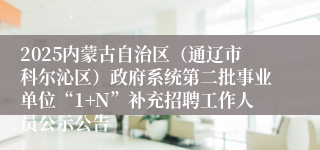 2025内蒙古自治区（通辽市科尔沁区）政府系统第二批事业单位“1+N”补充招聘工作人员公示公告