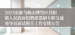 2025安徽马鞍山博望区丹阳镇人民政府招聘派遣制专职交通劝导员面试相关工作安排公告