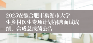 2025安徽合肥市巢湖市大学生乡村医生专项计划招聘面试成绩、合成总成绩公告